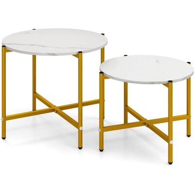 CostwayEnsemble de 2 Tables Basses Rondes Tables Basses Gigognes de 55 cm et 65 cm avec Cadre en Métal Blanc - Publicité CostwayEnsemble de 2 Tables Basses Rondes Tables Basses Gigognes de 55 cm et 65 cm avec Cadre en Métal Blanc - Publicité