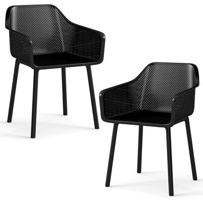 CostwayEnsemble de 2 Chaises de Salle à Manger Modernes en Plastique Fauteuils de Cuisine avec Dossier en Maille Respirante Large Assise Noir - Publicité CostwayEnsemble de 2 Chaises de Salle à Manger Modernes en Plastique Fauteuils de Cuisine avec Dossier en Maille Respirante Large Assise Noir - Publicité