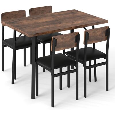 CostwayEnsemble de Salle à Manger 5 Pièces pour 4 Personnes Table de Cuisine et 4 Chaises Rembourrées en Cuir Artificiel avec Pieds Marron Rustique - Publicité CostwayEnsemble de Salle à Manger 5 Pièces pour 4 Personnes Table de Cuisine et 4 Chaises Rembourrées en Cuir Artificiel avec Pieds Marron Rustique - Publicité