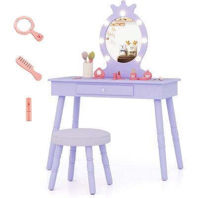 CostwayEnsemble de Coiffeuse pour Enfants avec Miroir Eclairé Ensemble de Table et Tabouret avec Luminosité Réglable pour 3-7 Ans Violet - Publicité CostwayEnsemble de Coiffeuse pour Enfants avec Miroir Eclairé Ensemble de Table et Tabouret avec Luminosité Réglable pour 3-7 Ans Violet - Publicité
