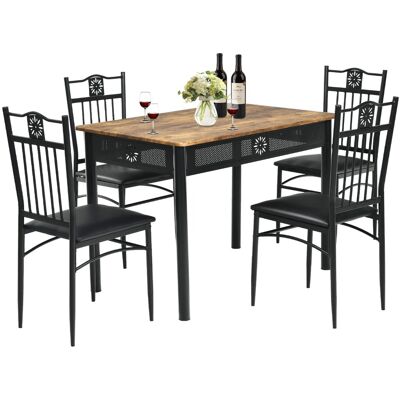 CostwayEnsemble Table de Cuisine avec 4 Chaises Rembourrées Souples Cadre en Métal Laqué Noir - Publicité CostwayEnsemble Table de Cuisine avec 4 Chaises Rembourrées Souples Cadre en Métal Laqué Noir - Publicité