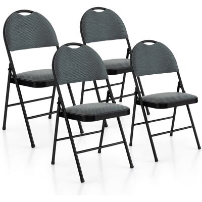 CostwayEnsemble de 4 Chaises Rembourrées Pliables Chaises Pliantes avec Dossier Recouvert de Tissu Cadre en Métal Patins Antidérapants Gris - Publicité CostwayEnsemble de 4 Chaises Rembourrées Pliables Chaises Pliantes avec Dossier Recouvert de Tissu Cadre en Métal Patins Antidérapants Gris - Publicité