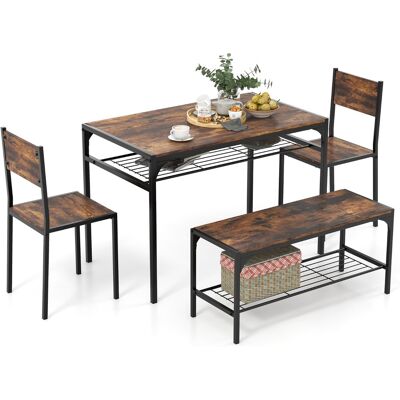 CostwayEnsemble de Salle à Manger 4 Pièces Table à Manger Industrielle Moderne avec 2 Chaises et Une Banquette pour 4 Personnes Mobilier de Cuisine Café - Publicité CostwayEnsemble de Salle à Manger 4 Pièces Table à Manger Industrielle Moderne avec 2 Chaises et Une Banquette pour 4 Personnes Mobilier de Cuisine Café - Publicité