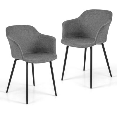 CostwayFauteuil Scandinave Lot de 2 Fauteuil Salon Rembourrées avec Accoudoirs Hauteur d'Assise 46 cm 4 Pieds en Métal Charge 150 KG Gris - Publicité CostwayFauteuil Scandinave Lot de 2 Fauteuil Salon Rembourrées avec Accoudoirs Hauteur d'Assise 46 cm 4 Pieds en Métal Charge 150 KG Gris - Publicité
