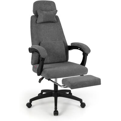 CostwayFauteuil de Bureau Inclinable Chaise de Bureau Rembourrée en Tissu Chenille avec Accoudoirs Rembourrés et Repose-pieds Rétractable Gris - Publicité CostwayFauteuil de Bureau Inclinable Chaise de Bureau Rembourrée en Tissu Chenille avec Accoudoirs Rembourrés et Repose-pieds Rétractable Gris - Publicité