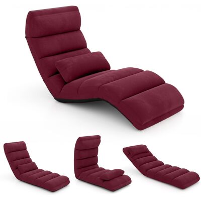 CostwayFauteuil Relax Pliable Réglable sur 5 Positions en Faux Daim Chaise de Sol pour Salon Mobilier de Bureau Chambre Rouge - Publicité CostwayFauteuil Relax Pliable Réglable sur 5 Positions en Faux Daim Chaise de Sol pour Salon Mobilier de Bureau Chambre Rouge - Publicité
