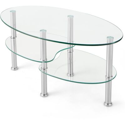 CostwayTable Basse en Verre Table de Salon avec 3 Etagères en Verre Trempé 89x49,5x45cm pour Salle Salon Chambre Transparence - Publicité CostwayTable Basse en Verre Table de Salon avec 3 Etagères en Verre Trempé 89x49,5x45cm pour Salle Salon Chambre Transparence - Publicité