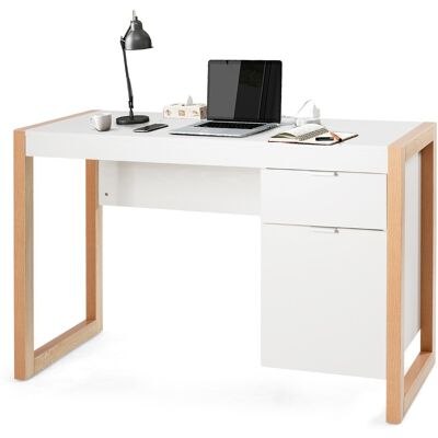 CostwayBureau Informatique Style Moderne 112,5 x 50 x 75 CM 2 Tiroirs Table d Etude pour Chambre de Bureau à Domicile en MDF - Publicité CostwayBureau Informatique Style Moderne 112,5 x 50 x 75 CM 2 Tiroirs Table d Etude pour Chambre de Bureau à Domicile en MDF - Publicité