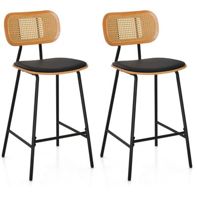 CostwayLot de 2 Tabourets de Bar en Métal Siège en Simili Cuir Hauteur d'Assise 65,5cm Dossier Design Cannage Tabouret Cuisine Industriel Noir - Publicité CostwayLot de 2 Tabourets de Bar en Métal Siège en Simili Cuir Hauteur d'Assise 65,5cm Dossier Design Cannage Tabouret Cuisine Industriel Noir - Publicité