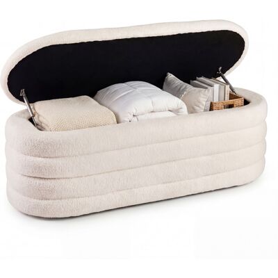 CostwayBanc de Rangement 108L Rembourré en Tissu avec 2 Vérins à Gaz de Sécurité Tabouret de Bout de Lit Coffre à Ouverture Charge 300KG Blanc - Publicité CostwayBanc de Rangement 108L Rembourré en Tissu avec 2 Vérins à Gaz de Sécurité Tabouret de Bout de Lit Coffre à Ouverture Charge 300KG Blanc - Publicité