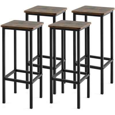 CostwayLot de 4 Tabourets de Bar de 72 cm de Haut Sans Dossier avec Pieds en Métal Repose-pieds Tabourets de Cuisine Marron rustique - Publicité CostwayLot de 4 Tabourets de Bar de 72 cm de Haut Sans Dossier avec Pieds en Métal Repose-pieds Tabourets de Cuisine Marron rustique - Publicité