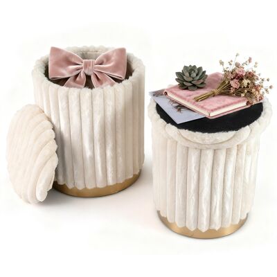 CostwayLot de 2 Ottomans Modernes Poufs Ronds Rembourrés en Poils de Lapin 32L + 21L avec Couvercles Amovibles et Espace de Rangement Caché Blanc - Publicité CostwayLot de 2 Ottomans Modernes Poufs Ronds Rembourrés en Poils de Lapin 32L + 21L avec Couvercles Amovibles et Espace de Rangement Caché Blanc - Publicité
