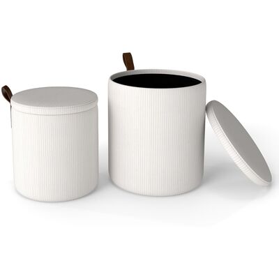 CostwayLot de 2 Ottomans Ronds avec Rangement Tabourets Rembourrés et Gigognes avec Couvercles Amovibles Sièges Rembourrés Poufs Polyvalents Blanc - Publicité CostwayLot de 2 Ottomans Ronds avec Rangement Tabourets Rembourrés et Gigognes avec Couvercles Amovibles Sièges Rembourrés Poufs Polyvalents Blanc - Publicité