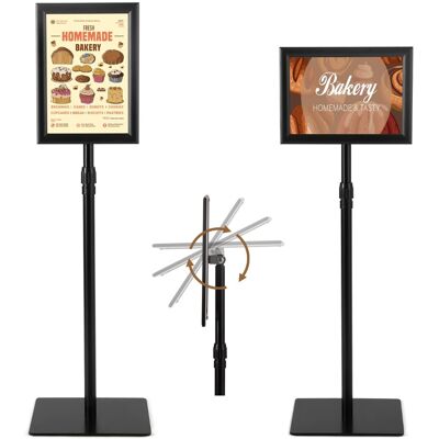 CostwayPorte-Affiche Robuste Lot de 2 Présentoir sur Pied Rotation à 360° Hauteur Réglable 74- 118 cm Base Lestée Panneau d'Affichage Noir - Publicité CostwayPorte-Affiche Robuste Lot de 2 Présentoir sur Pied Rotation à 360° Hauteur Réglable 74- 118 cm Base Lestée Panneau d'Affichage Noir - Publicité