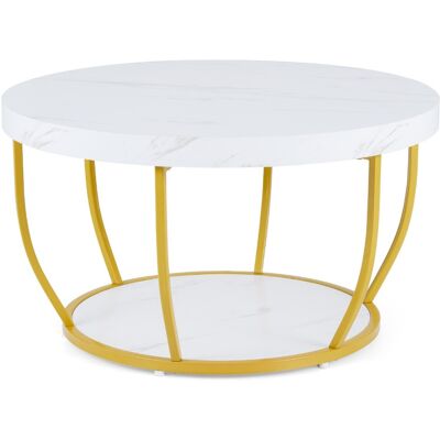 CostwayTable Basse Ronde de 80 cm a 2 Niveaux Table de Cocktail avec Cadre en Métal Robuste Table d'Appoint avec Plateau en Faux Bois Blanc - Publicité CostwayTable Basse Ronde de 80 cm a 2 Niveaux Table de Cocktail avec Cadre en Métal Robuste Table d'Appoint avec Plateau en Faux Bois Blanc - Publicité