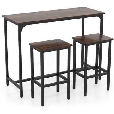CostwayEnsemble de Table à Manger 3 Pièces Table de Cuisine Industrielle 120 CM avec 2 Tabourets de Bar Table Rectangulaire de Pub et Chaises Café - Publicité CostwayEnsemble de Table à Manger 3 Pièces Table de Cuisine Industrielle 120 CM avec 2 Tabourets de Bar Table Rectangulaire de Pub et Chaises Café - Publicité