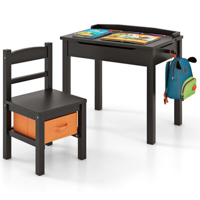 CostwayTable et Chaises Enfants en Bois avec Plateau Rabattable Bureau Enfants avec Espace de Rangement Charge 70kg pour Enfants de 3 Ans+ Café - Publicité CostwayTable et Chaises Enfants en Bois avec Plateau Rabattable Bureau Enfants avec Espace de Rangement Charge 70kg pour Enfants de 3 Ans+ Café - Publicité