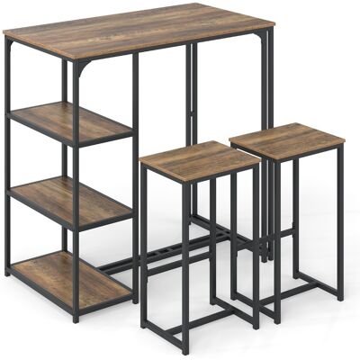 CostwayTable de Cuisine et Chaises pour 2 Personnes Table à Manger avec 2 Tabourets 3 Étagères de Rangement Style Industriel Café - Publicité CostwayTable de Cuisine et Chaises pour 2 Personnes Table à Manger avec 2 Tabourets 3 Étagères de Rangement Style Industriel Café - Publicité