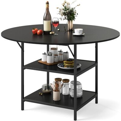CostwayTable à Manger Ronde 120 cm pour 4-6 Personnes Table de Cuisine Style Ferme avec Étagère Ouverte à 2 Niveaux Cadre Métallique Noir - Publicité CostwayTable à Manger Ronde 120 cm pour 4-6 Personnes Table de Cuisine Style Ferme avec Étagère Ouverte à 2 Niveaux Cadre Métallique Noir - Publicité