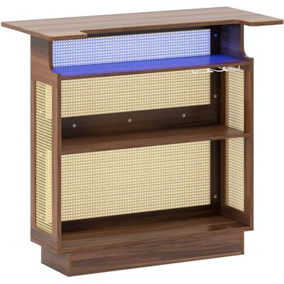 CostwayTable de Bar en Rotin avec 3 Supports pour Verres à Pied Industrielle pour la Maison avec Éclairage LED RGB et Contrôle via App Marron - Publicité CostwayTable de Bar en Rotin avec 3 Supports pour Verres à Pied Industrielle pour la Maison avec Éclairage LED RGB et Contrôle via App Marron - Publicité