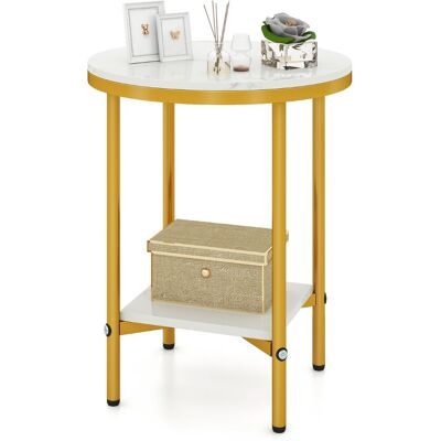 CostwayTable Basse Ronde à 2 Niveaux 40,5 cm Table d'Appoint en Faux Marbre avec Étagère de Rangement Table d'Appoint Moderne Blanc - Publicité CostwayTable Basse Ronde à 2 Niveaux 40,5 cm Table d'Appoint en Faux Marbre avec Étagère de Rangement Table d'Appoint Moderne Blanc - Publicité