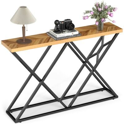 CostwayTable Console 140 cm Table d'Entrée de Style Fermier avec Base Métallique Géométrique Table d'Appoint Industrielle Derrière le Canapé Marron - Publicité CostwayTable Console 140 cm Table d'Entrée de Style Fermier avec Base Métallique Géométrique Table d'Appoint Industrielle Derrière le Canapé Marron - Publicité
