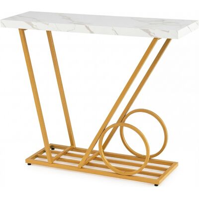 CostwayTable Console 100 CM Table d'Entrée Moderne en Marbre Synthétique avec Design Inspiré d'Un Chariot Table avec Cadre Métallique Blanc - Publicité CostwayTable Console 100 CM Table d'Entrée Moderne en Marbre Synthétique avec Design Inspiré d'Un Chariot Table avec Cadre Métallique Blanc - Publicité
