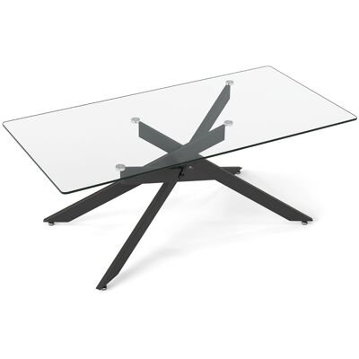 CostwayTable Basse en Verre Table Centrale Rectangulaire avec Plateau en Verre Trempé & Pieds Tubulaires en Métal Table 120 x 60 x 45,5 cm Noir - Publicité CostwayTable Basse en Verre Table Centrale Rectangulaire avec Plateau en Verre Trempé & Pieds Tubulaires en Métal Table 120 x 60 x 45,5 cm Noir - Publicité