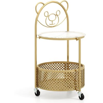 CostwayTable Basse Mobile en Verre pour Enfant Table d'Appoint à 2 Niveaux Motif Ours Panier de Rangement Table à Roulettes Verrouillables Doré - Publicité CostwayTable Basse Mobile en Verre pour Enfant Table d'Appoint à 2 Niveaux Motif Ours Panier de Rangement Table à Roulettes Verrouillables Doré - Publicité