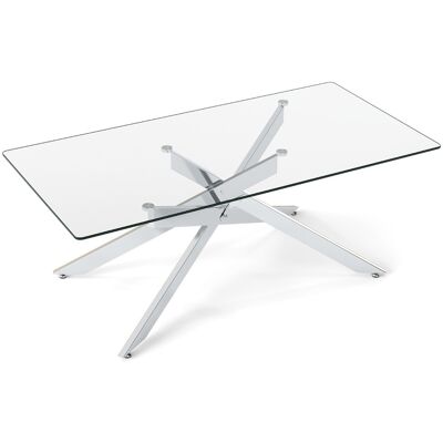 CostwayTable Basse en Verre Table Centrale Rectangulaire avec Plateau en Verre Trempé & Pieds Tubulaires en Métal Table 120 x 60 x 45,5 cm Argent - Publicité CostwayTable Basse en Verre Table Centrale Rectangulaire avec Plateau en Verre Trempé & Pieds Tubulaires en Métal Table 120 x 60 x 45,5 cm Argent - Publicité