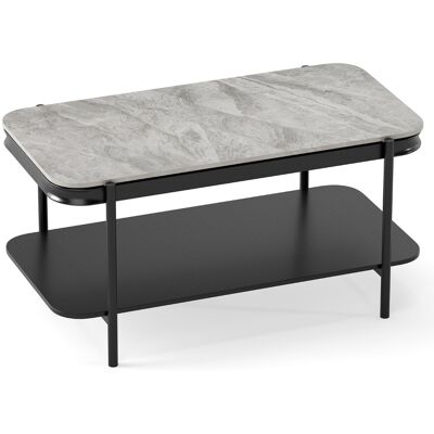 CostwayTable Basse Rectangulaire à 2 Niveaux Table d'Appoint en Cadre Métallique Robuste avec Plateau en Pierre Frittée & Étagère de Rangement Gris - Publicité CostwayTable Basse Rectangulaire à 2 Niveaux Table d'Appoint en Cadre Métallique Robuste avec Plateau en Pierre Frittée & Étagère de Rangement Gris - Publicité