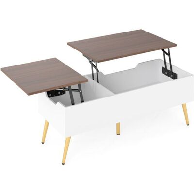 CostwayTable Basse Relevable Table Basse Moderne avec 2 Compartiments de Rangement Dissimulés Table de Travail Pliante 111x48x40-53,5cm Marron - Publicité CostwayTable Basse Relevable Table Basse Moderne avec 2 Compartiments de Rangement Dissimulés Table de Travail Pliante 111x48x40-53,5cm Marron - Publicité