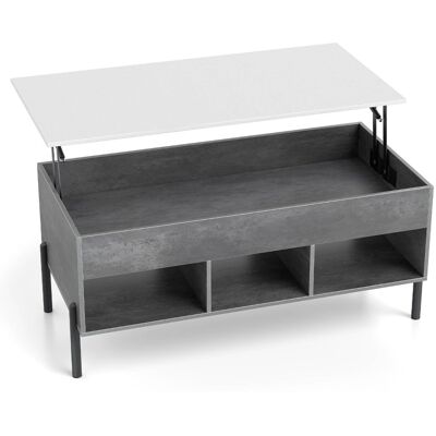 CostwayTable Basse Plateau Relevable avec 4 Compartiments et Rangement Caché Table de Salon à Pied en Métal avec Levage Pneumatique Gris - Publicité CostwayTable Basse Plateau Relevable avec 4 Compartiments et Rangement Caché Table de Salon à Pied en Métal avec Levage Pneumatique Gris - Publicité