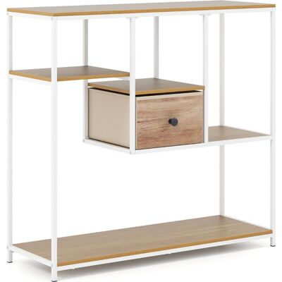 CostwayTable Console avec Rangement Table Derrière Canapé avec Tiroir et Étagère à 4 Niveaux Table d'Entrée de Style Industriel Naturel - Publicité CostwayTable Console avec Rangement Table Derrière Canapé avec Tiroir et Étagère à 4 Niveaux Table d'Entrée de Style Industriel Naturel - Publicité