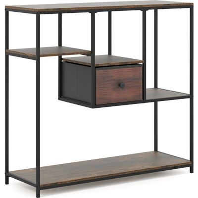 CostwayTable Console avec Rangement Table Derrière Canapé avec Tiroir et Étagère à 4 Niveaux Table d'Entrée de Style Industriel Café - Publicité CostwayTable Console avec Rangement Table Derrière Canapé avec Tiroir et Étagère à 4 Niveaux Table d'Entrée de Style Industriel Café - Publicité