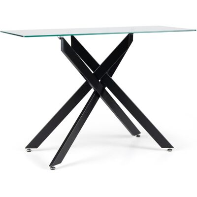 CostwayTable Console en Verre Table d'Entrée Moderne avec Plateau en Verre Trempé Transparent & Pieds Tubulaires Métalliques Robustes Noir - Publicité CostwayTable Console en Verre Table d'Entrée Moderne avec Plateau en Verre Trempé Transparent & Pieds Tubulaires Métalliques Robustes Noir - Publicité