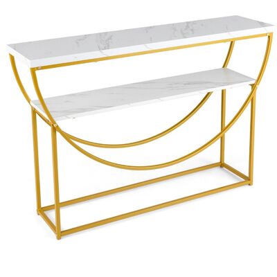 CostwayTable Console à 2 Niveaux avec Plateau en Marbre Factice Table de Canapé avec Étagère de Rangement & Cadre Métallique Résistant Blanc - Publicité CostwayTable Console à 2 Niveaux avec Plateau en Marbre Factice Table de Canapé avec Étagère de Rangement & Cadre Métallique Résistant Blanc - Publicité