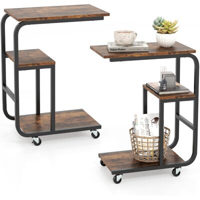 CostwayLot de 2 Table d Appoint Industrielle en Forme de C Table de Canapé Peu Encombrante Etagères Ouvertes Marron Rustique - Publicité CostwayLot de 2 Table d Appoint Industrielle en Forme de C Table de Canapé Peu Encombrante Etagères Ouvertes Marron Rustique - Publicité