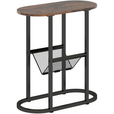 CostwayTable d'Appoint Étroite Table Ovale à 2 Niveaux avec Support pour Magazines Meuble d'Appoint avec Structure Métallique Café - Publicité CostwayTable d'Appoint Étroite Table Ovale à 2 Niveaux avec Support pour Magazines Meuble d'Appoint avec Structure Métallique Café - Publicité