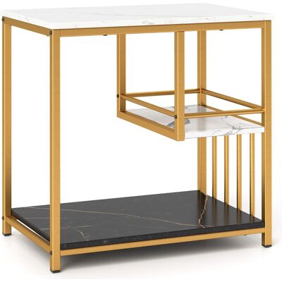 CostwayTable d'Appoint en Faux Marbre à 3 Niveaux avec Etagères de Rangement Table d'Appoint Rectangulaire de Luxe avec Cadre en Métal Doré - Publicité CostwayTable d'Appoint en Faux Marbre à 3 Niveaux avec Etagères de Rangement Table d'Appoint Rectangulaire de Luxe avec Cadre en Métal Doré - Publicité