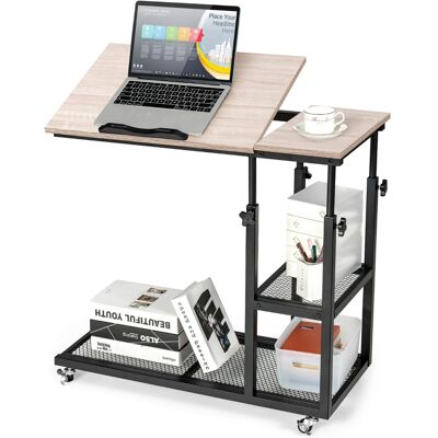 CostwayTable d Appoint Plateau Inclinable à 5 Positions Roulettes Verrouillables Cadre en Acier Style Industriel Brun - Publicité CostwayTable d Appoint Plateau Inclinable à 5 Positions Roulettes Verrouillables Cadre en Acier Style Industriel Brun - Publicité