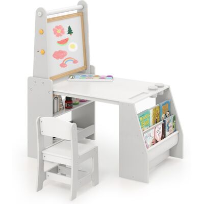 CostwayEnsemble Table et Chaises pour enfants Chevalet Table d'Étude avec Chaise Bureau Poste de Travail Informatique Tableau Gris - Publicité CostwayEnsemble Table et Chaises pour enfants Chevalet Table d'Étude avec Chaise Bureau Poste de Travail Informatique Tableau Gris - Publicité