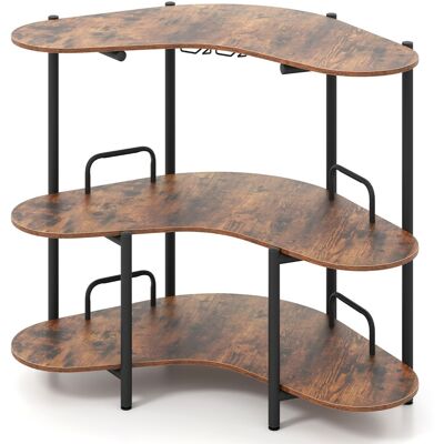 CostwayBar d Angle à 3 Niveaux Table de Bar à Liqueur avec Supports à Verres à Pied et Etagères de Rangement Marron Rustique - Publicité CostwayBar d Angle à 3 Niveaux Table de Bar à Liqueur avec Supports à Verres à Pied et Etagères de Rangement Marron Rustique - Publicité