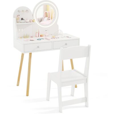 Costway - Princess - White - LED Miroir - Coiffeuse pour enfants - Publicité Costway - Princess - White - LED Miroir - Coiffeuse pour enfants - Publicité