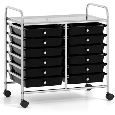 CostwayChariot de Rangement à roulettes 12 Tiroirs en PP Tour de Rangement avec Tablette Roues Universelles Cadre en Métal Noir - Publicité CostwayChariot de Rangement à roulettes 12 Tiroirs en PP Tour de Rangement avec Tablette Roues Universelles Cadre en Métal Noir - Publicité
