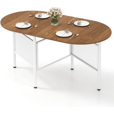 CostwayTable à Manger Pliante 150 cm pour 6-8 Personnes Table de CuisineOvale à Rallonge Rabattable Gain de Place avec Pieds en Métal Naturel+Blanc - Publicité CostwayTable à Manger Pliante 150 cm pour 6-8 Personnes Table de CuisineOvale à Rallonge Rabattable Gain de Place avec Pieds en Métal Naturel+Blanc - Publicité