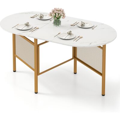 CostwayTable à Manger Pliante 150 cm pour 6-8 Personnes, Table de Cuisine Ovale à Rallonge Rabattable Gain de Place avec Pieds en Métal Marbre - Publicité CostwayTable à Manger Pliante 150 cm pour 6-8 Personnes, Table de Cuisine Ovale à Rallonge Rabattable Gain de Place avec Pieds en Métal Marbre - Publicité
