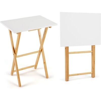CostwayLot de 2 Tables Pliantes pour Télévision Table en Bambou pour Manger sur le Canapé Table d'Appoint Portable Blanc - Publicité CostwayLot de 2 Tables Pliantes pour Télévision Table en Bambou pour Manger sur le Canapé Table d'Appoint Portable Blanc - Publicité