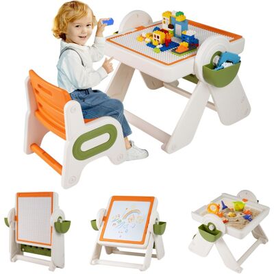 CostwayEnsemble Table et Chaise pour Enfants Multi-activités Chevalet d'Art Pliant avec Plateau Réversible et Porte-Stylos pour 18 Mois+ Orange - Publicité CostwayEnsemble Table et Chaise pour Enfants Multi-activités Chevalet d'Art Pliant avec Plateau Réversible et Porte-Stylos pour 18 Mois+ Orange - Publicité