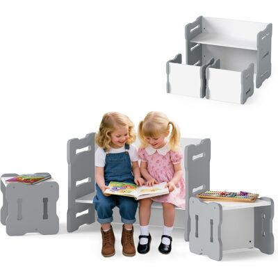 CostwayEnsemble Table et Chaises pour Enfants 3PCS Bureau avec 2 Tabourets et Table d'Activités Coins Arrondis Poignées Intégrées Gris - Publicité CostwayEnsemble Table et Chaises pour Enfants 3PCS Bureau avec 2 Tabourets et Table d'Activités Coins Arrondis Poignées Intégrées Gris - Publicité